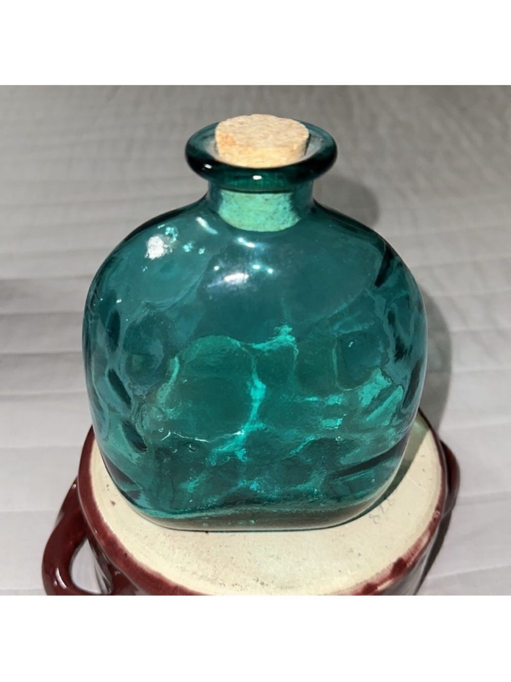 KNOBLER Glass of Spain Blown Small Blue Clear Glass Decanter